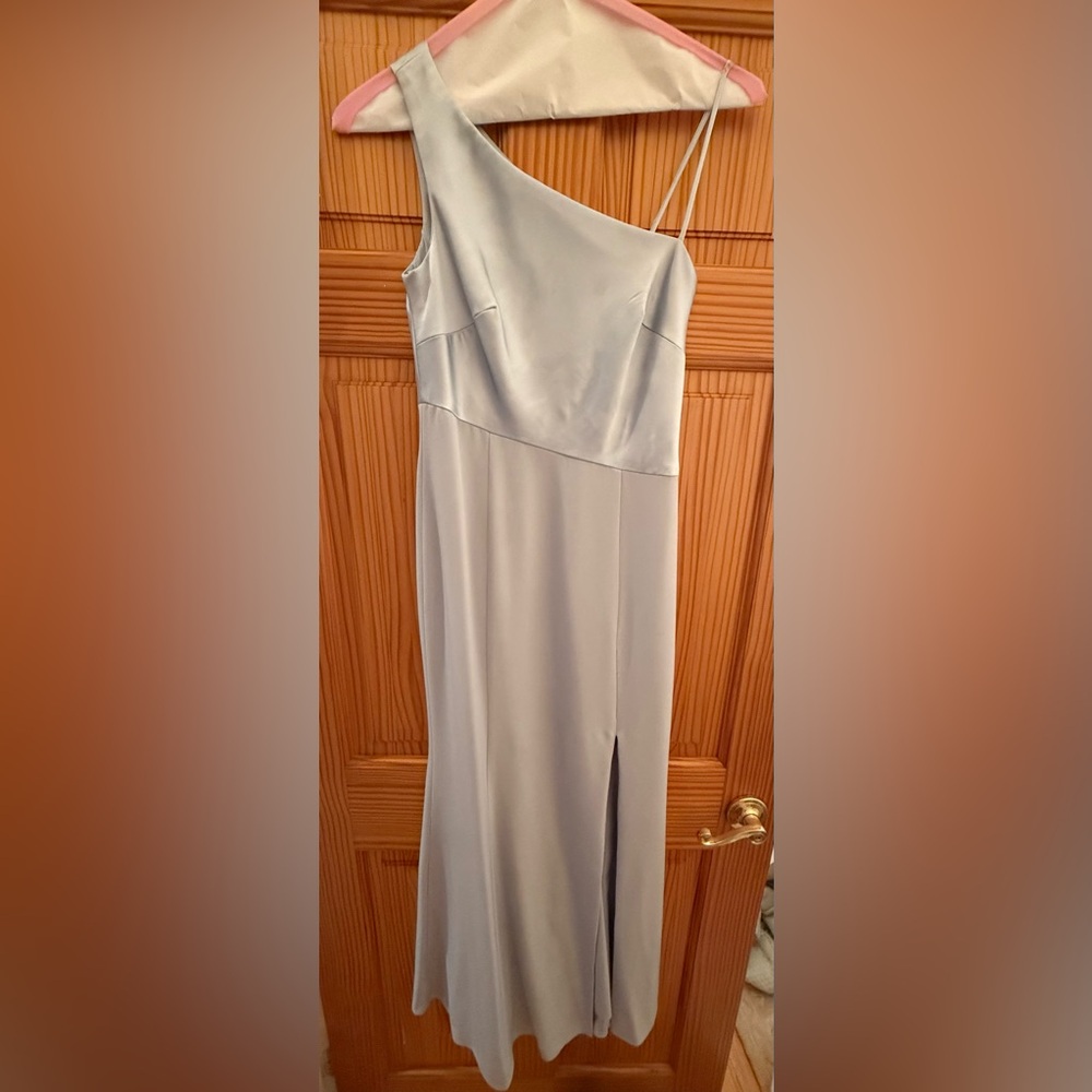 Bella Bridesmaids Icy Blue Silk Wedding Guest Dress